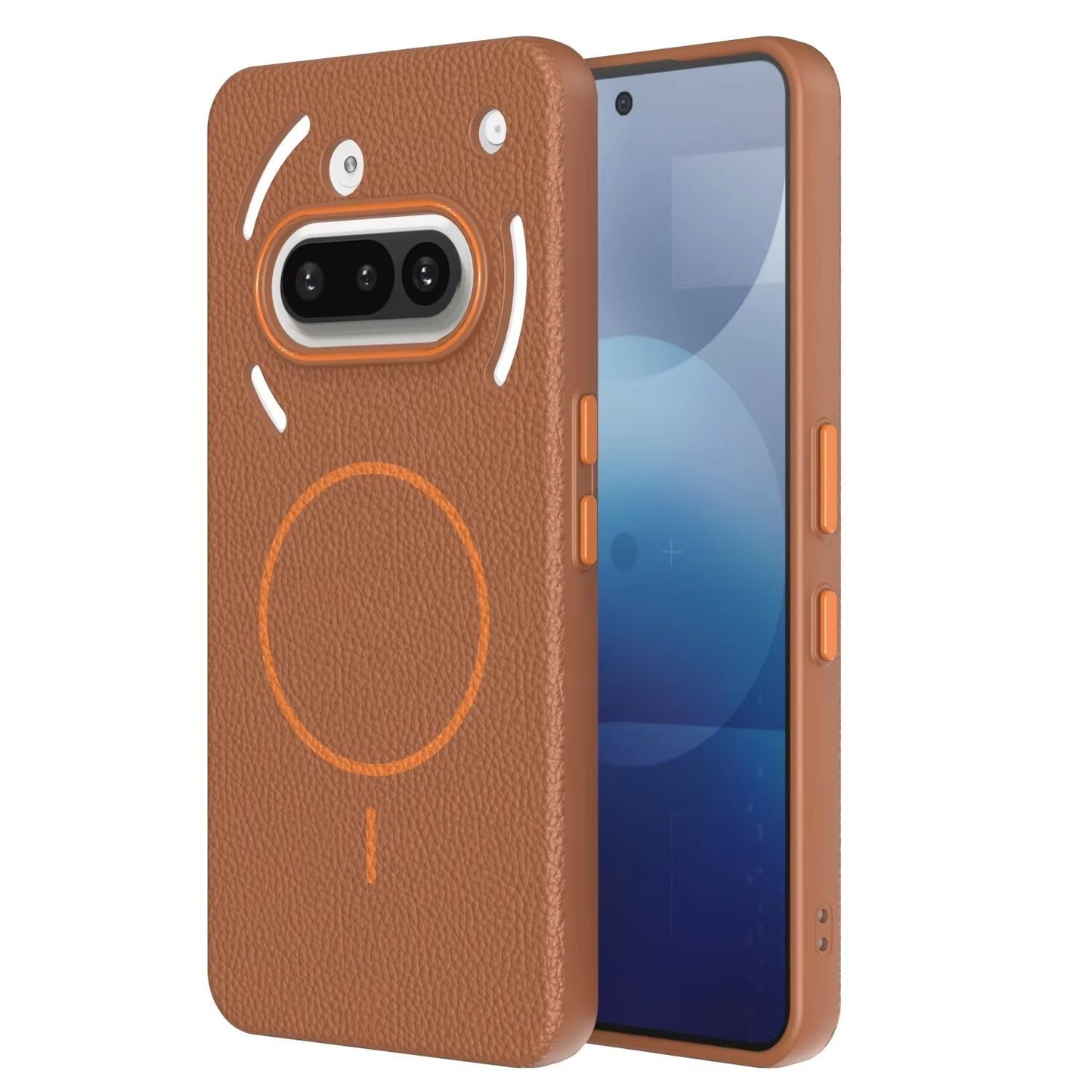 Nothing Phone 3a - Branded Leather Texture MagSafe Compatible Anti-Slip Soft Case