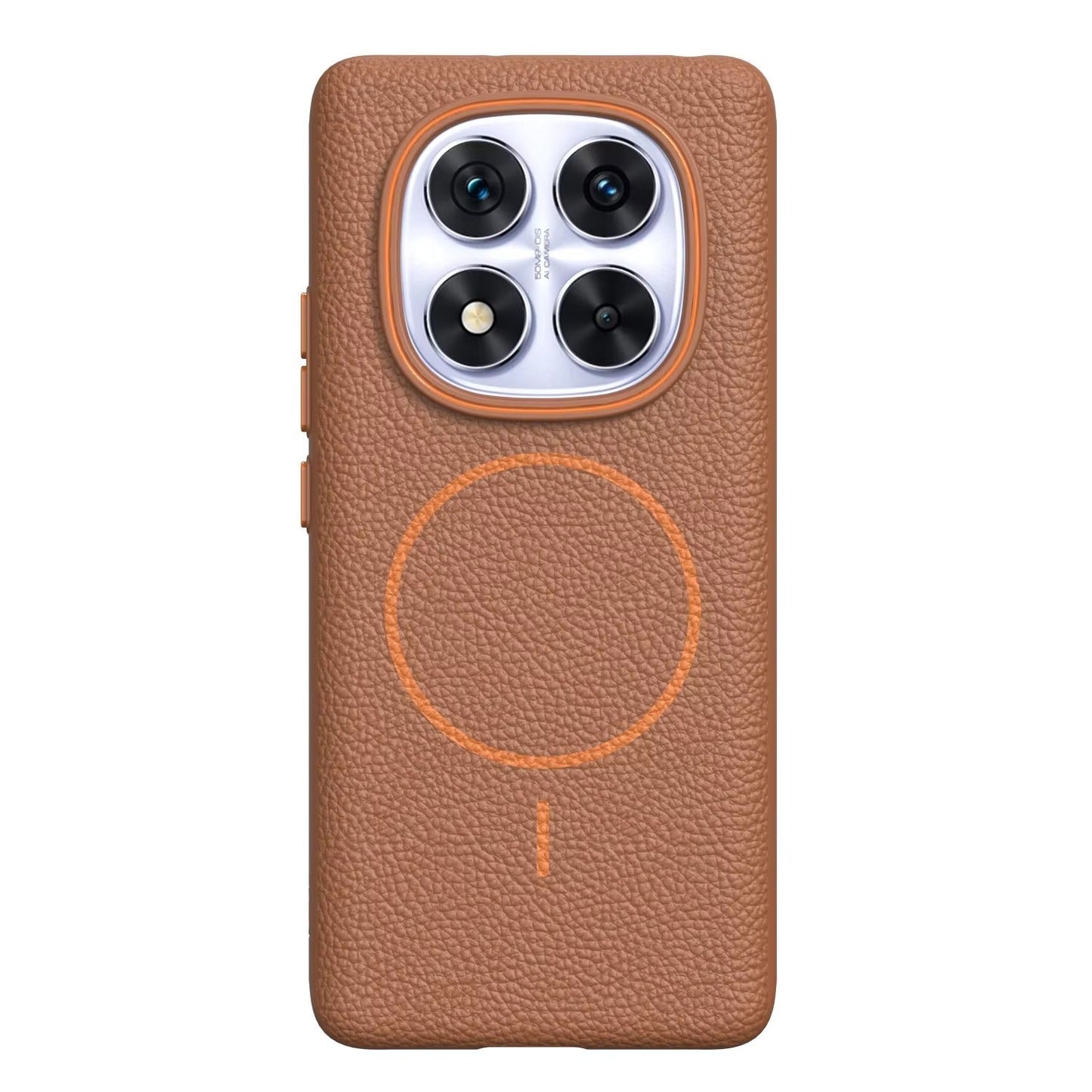 Redmi Note 14 Pro - Branded Leather Texture MagSafe Compatible Anti-Slip Soft Case