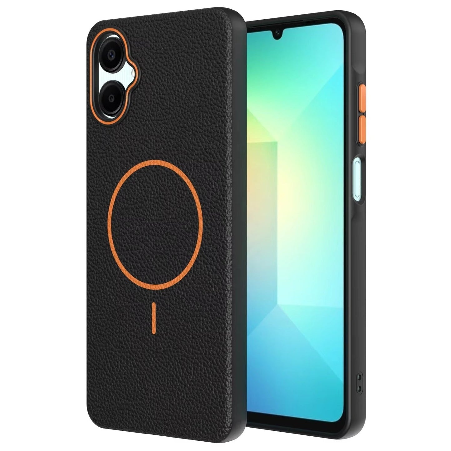 Samsung Galaxy A06 - Branded Leather Texture MagSafe Compatible Anti-Slip Soft Case