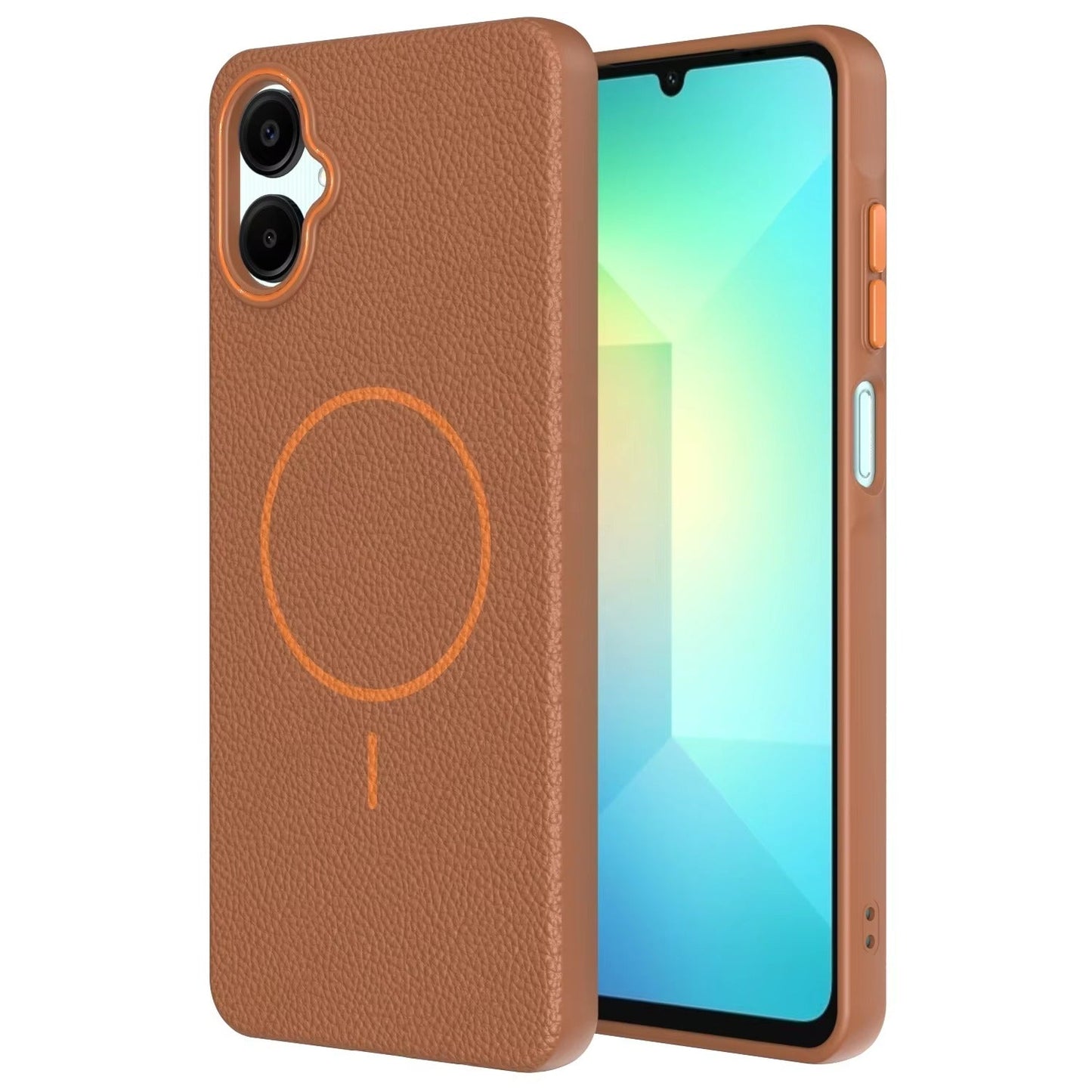 Samsung Galaxy A07 - Branded Leather Texture MagSafe Compatible Anti-Slip Soft Case