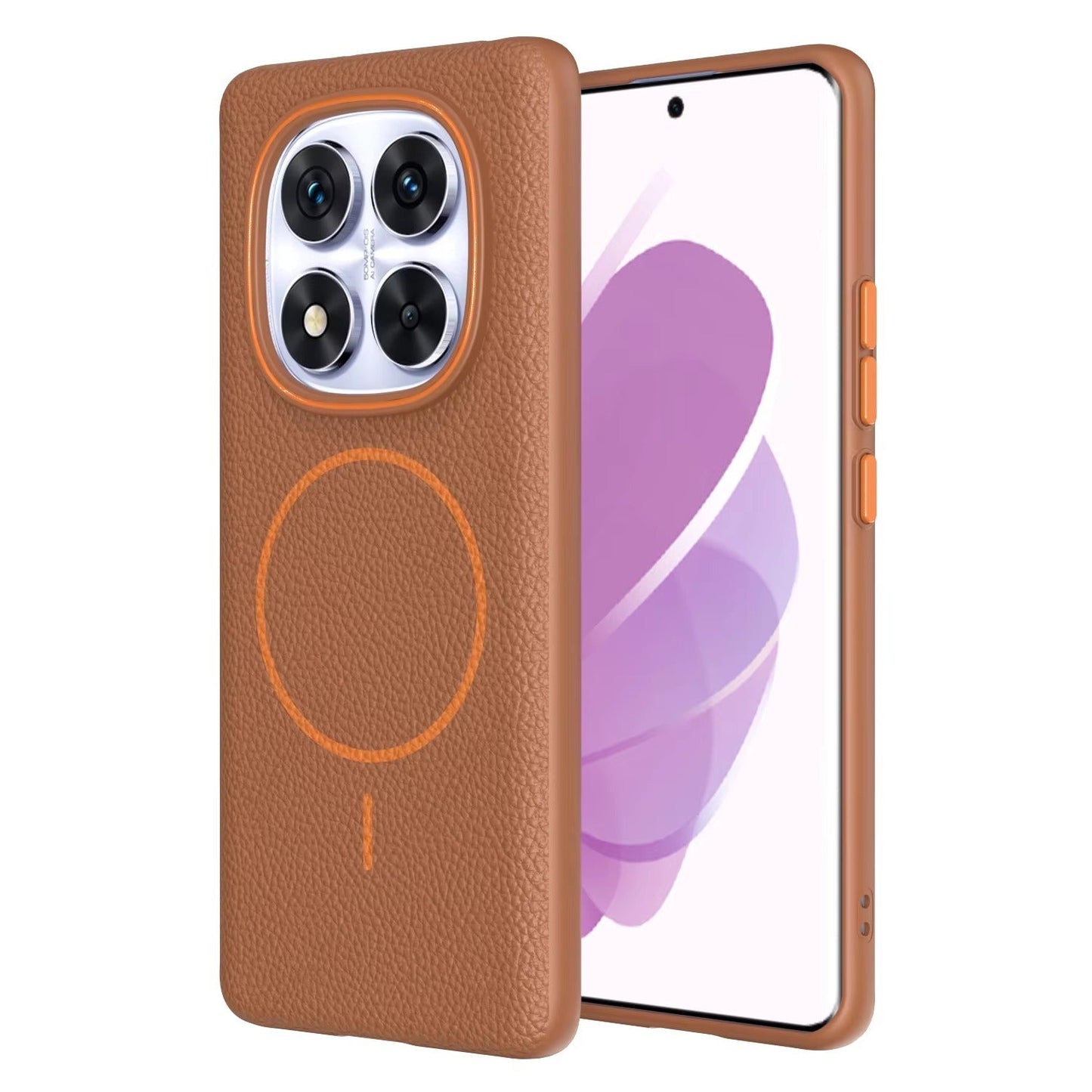 Redmi Note 14 Pro - Branded Leather Texture MagSafe Compatible Anti-Slip Soft Case