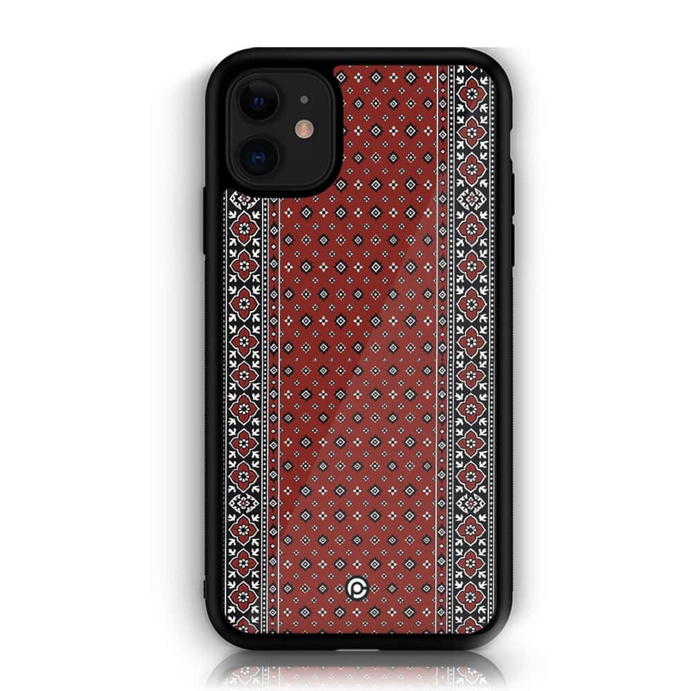 iPhone 11 Ajrak Design 2  Premium Printed Glass soft Bumper shock Proof Case CS-38129
