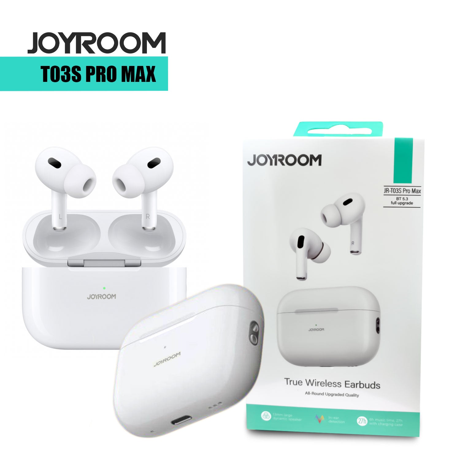 JOYROOM JR-T03S PRO MAX TRUE WITH POP UP WINDOWS WIRELESS EARBUDS ORIGINAL
