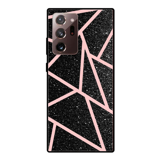 Samsung Galaxy Note 20 Ultra - Black Sparkle Glitter With RoseGold Lines - Premium Printed Glass soft Bumper Shock Proof Case CS-37387